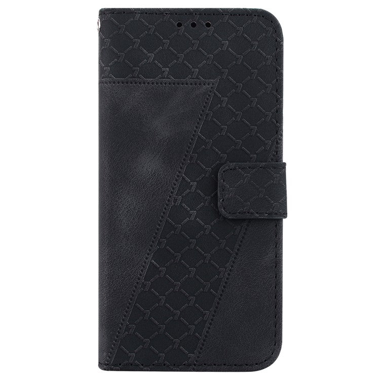 PU Leather Protective Case for OnePlus Nord 3 5G / Ace 2V , Stand 7-Shape Imprinted Wallet Phone Cover - Black
