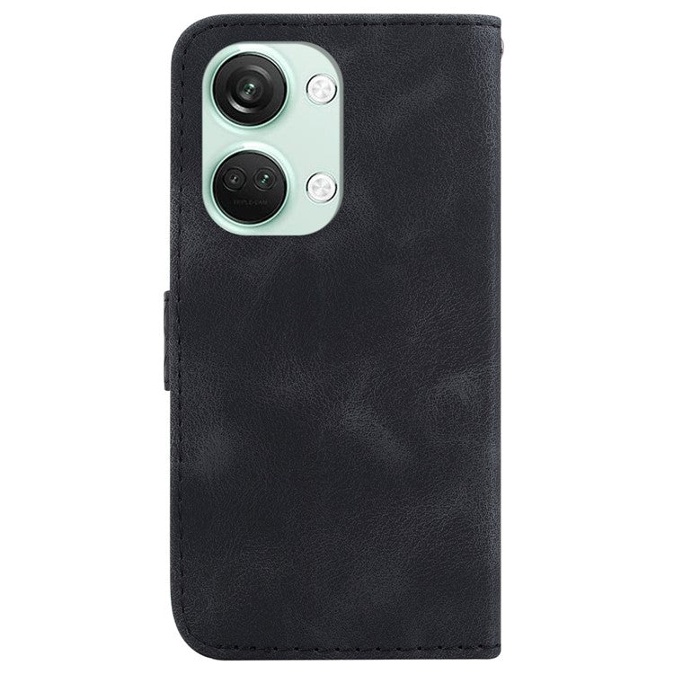PU Leather Protective Case for OnePlus Nord 3 5G / Ace 2V , Stand 7-Shape Imprinted Wallet Phone Cover - Black