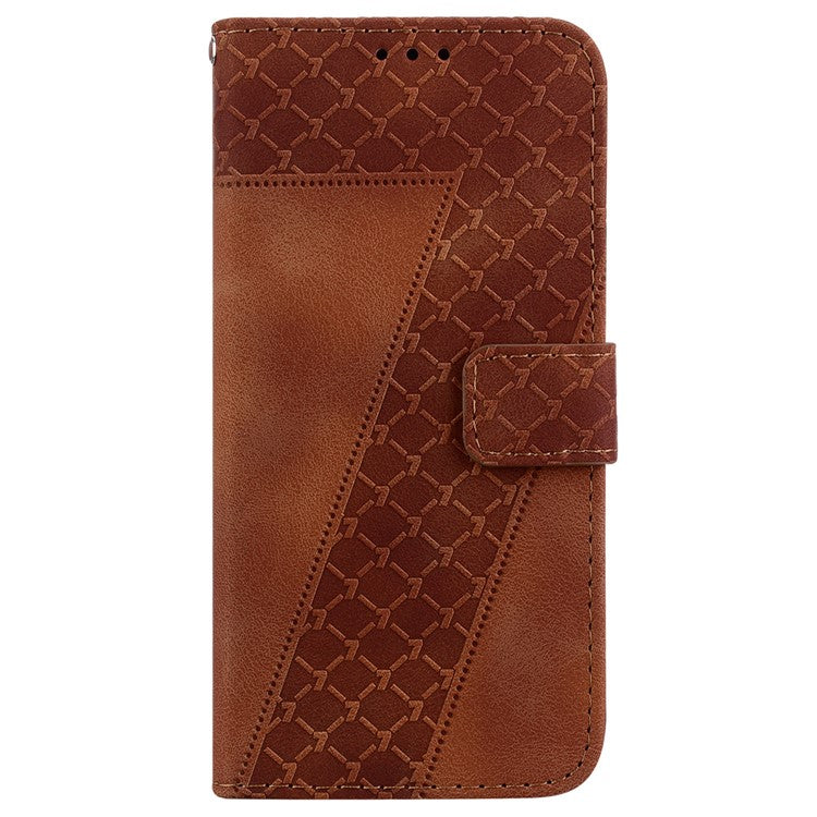PU Leather Protective Case for OnePlus Nord 3 5G / Ace 2V , Stand 7-Shape Imprinted Wallet Phone Cover - Brown