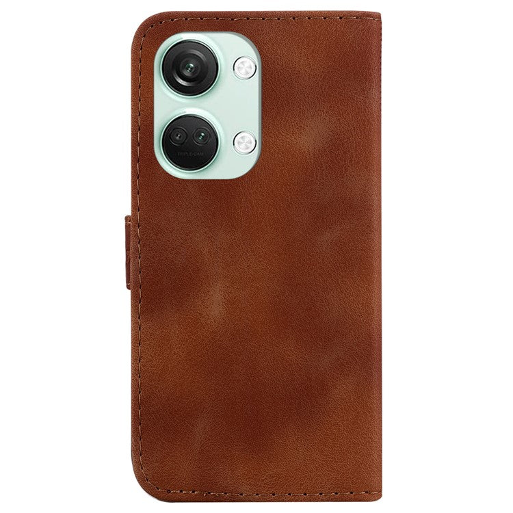 PU Leather Protective Case for OnePlus Nord 3 5G / Ace 2V , Stand 7-Shape Imprinted Wallet Phone Cover - Brown