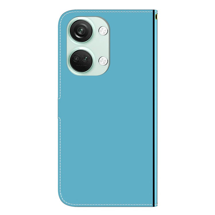 For OnePlus Nord 3 5G / Ace 2V Mirror-Like Surface Leather Wallet Case Folding Stand Phone Cover - Blue