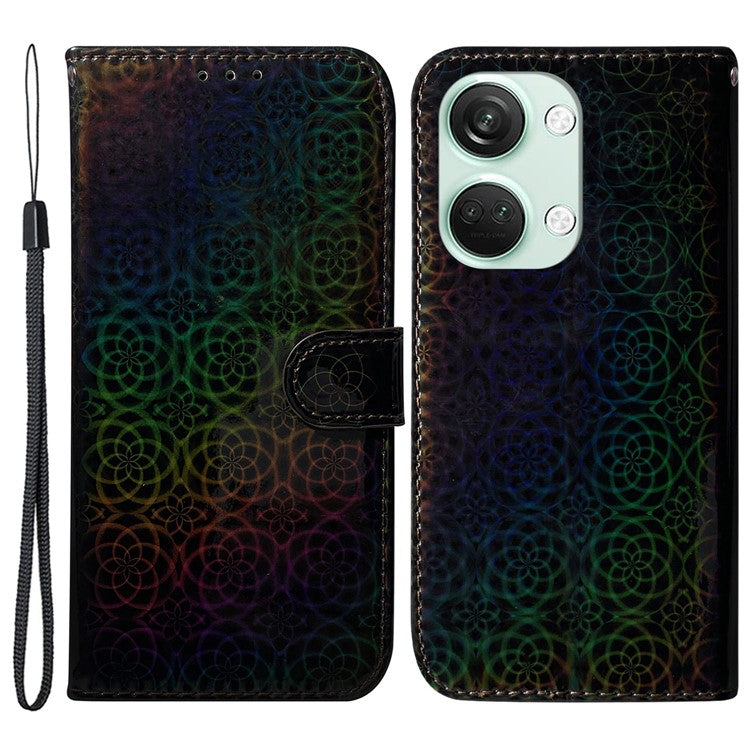 For OnePlus Ace 2V / Nord 3 5G Leather Wallet Stand Case Dazzling Flower Pattern Anti-shock Phone Cover - Black