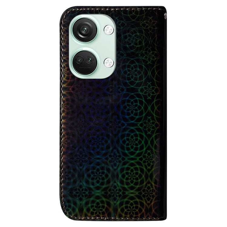 For OnePlus Ace 2V / Nord 3 5G Leather Wallet Stand Case Dazzling Flower Pattern Anti-shock Phone Cover - Black