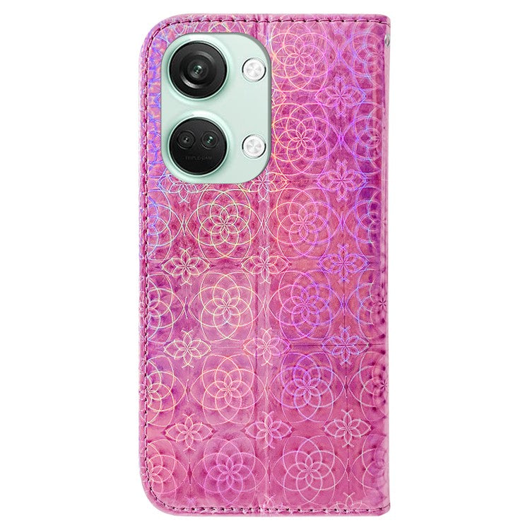 For OnePlus Ace 2V / Nord 3 5G Leather Wallet Stand Case Dazzling Flower Pattern Anti-shock Phone Cover - Pink