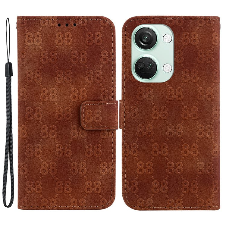 For OnePlus Nord 3 5G / Ace 2V Full Protection Leather Wallet Stand Case Double 8-Shape Imprint Phone Cover - Brown