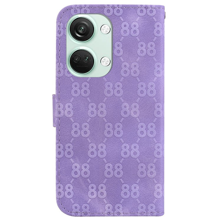 For OnePlus Nord 3 5G / Ace 2V Full Protection Leather Wallet Stand Case Double 8-Shape Imprint Phone Cover - Purple