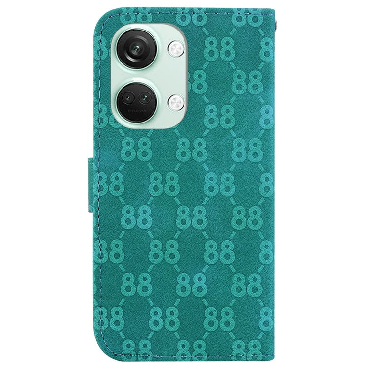 For OnePlus Nord 3 5G / Ace 2V Full Protection Leather Wallet Stand Case Double 8-Shape Imprint Phone Cover - Green