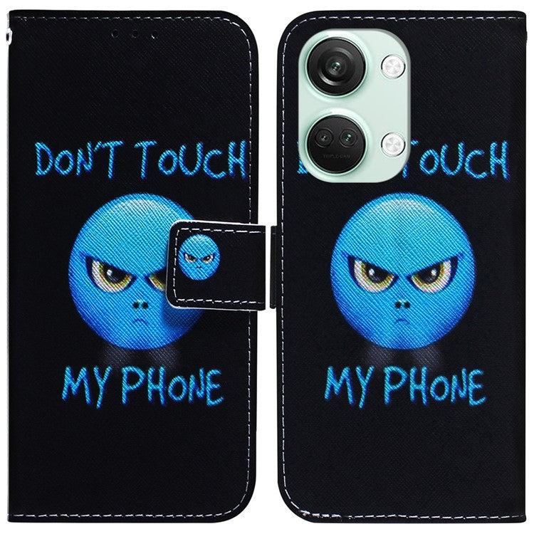 Pattern Printing Wallet Case for OnePlus Nord 3 5G / Ace 2V , PU Leather Stand Shockproof Phone Cover - Don't Touch My Phone