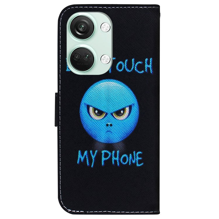 Pattern Printing Wallet Case for OnePlus Nord 3 5G / Ace 2V , PU Leather Stand Shockproof Phone Cover - Don't Touch My Phone