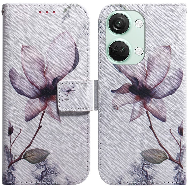 Pattern Printing Wallet Case for OnePlus Nord 3 5G / Ace 2V , PU Leather Stand Shockproof Phone Cover - Pink Flower