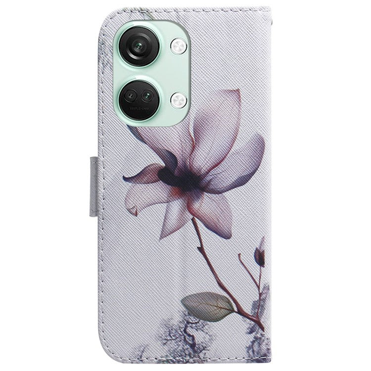 Pattern Printing Wallet Case for OnePlus Nord 3 5G / Ace 2V , PU Leather Stand Shockproof Phone Cover - Pink Flower