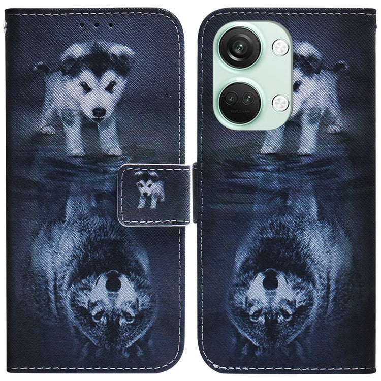Pattern Printing Wallet Case for OnePlus Nord 3 5G / Ace 2V , PU Leather Stand Shockproof Phone Cover - Dog and Wolf
