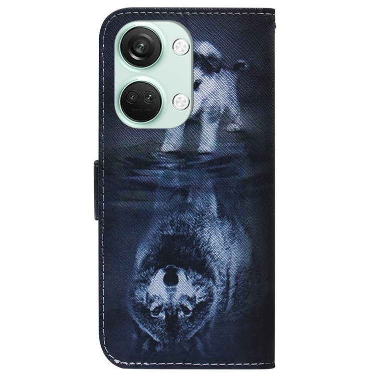 Pattern Printing Wallet Case for OnePlus Nord 3 5G / Ace 2V , PU Leather Stand Shockproof Phone Cover - Dog and Wolf