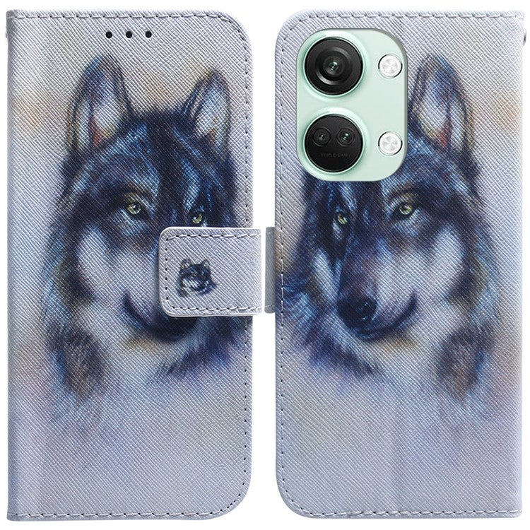 Pattern Printing Wallet Case for OnePlus Nord 3 5G / Ace 2V , PU Leather Stand Shockproof Phone Cover - Wolf