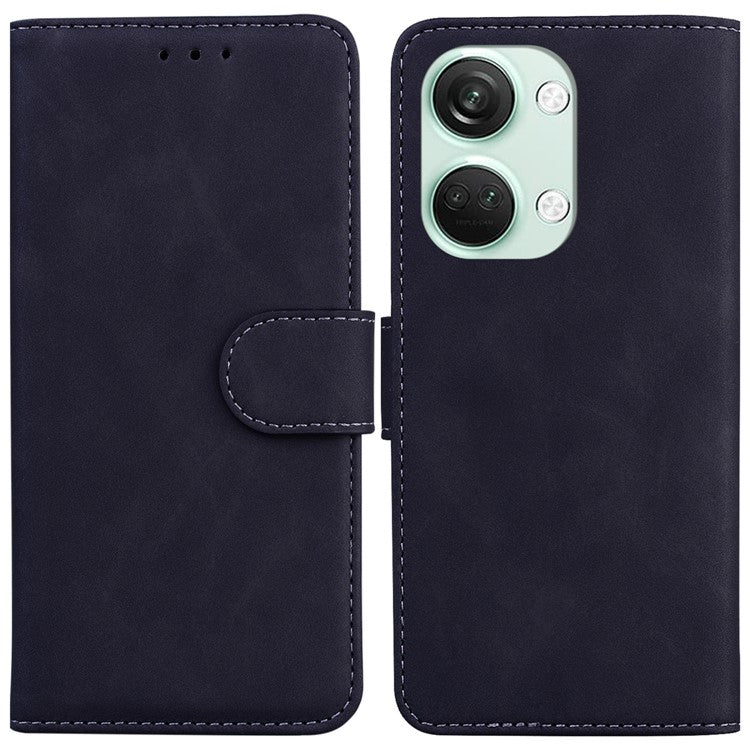 For OnePlus Nord 3 5G / Ace 2V PU Leather Wallet Case Solid Color Horizontal Stand Phone Cover - Black