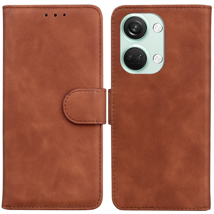 For OnePlus Nord 3 5G / Ace 2V PU Leather Wallet Case Solid Color Horizontal Stand Phone Cover - Brown