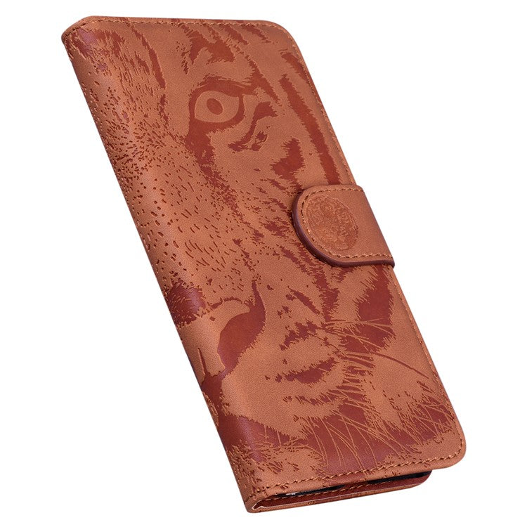 PU Leather Cover for OnePlus Nord 3 5G / Ace 2V Tiger Imprint Wallet Stand Phone Protective Shell - Brown