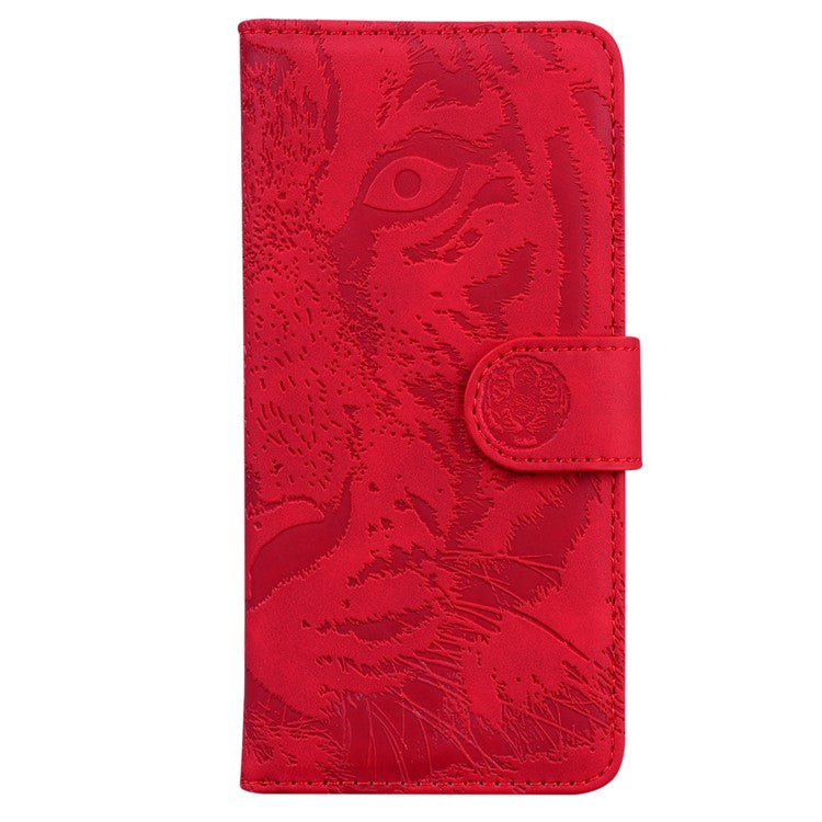 PU Leather Cover for OnePlus Nord 3 5G / Ace 2V Tiger Imprint Wallet Stand Phone Protective Shell - Red