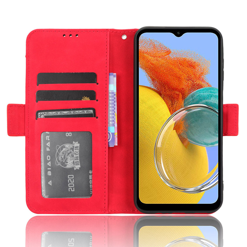 For Samsung Galaxy F34 5G / M34 5G Multiple Card Slots Phone Leather Case Wallet Stand Phone Cover - Red