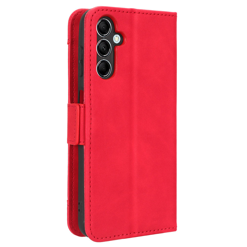 For Samsung Galaxy F34 5G / M34 5G Multiple Card Slots Phone Leather Case Wallet Stand Phone Cover - Red