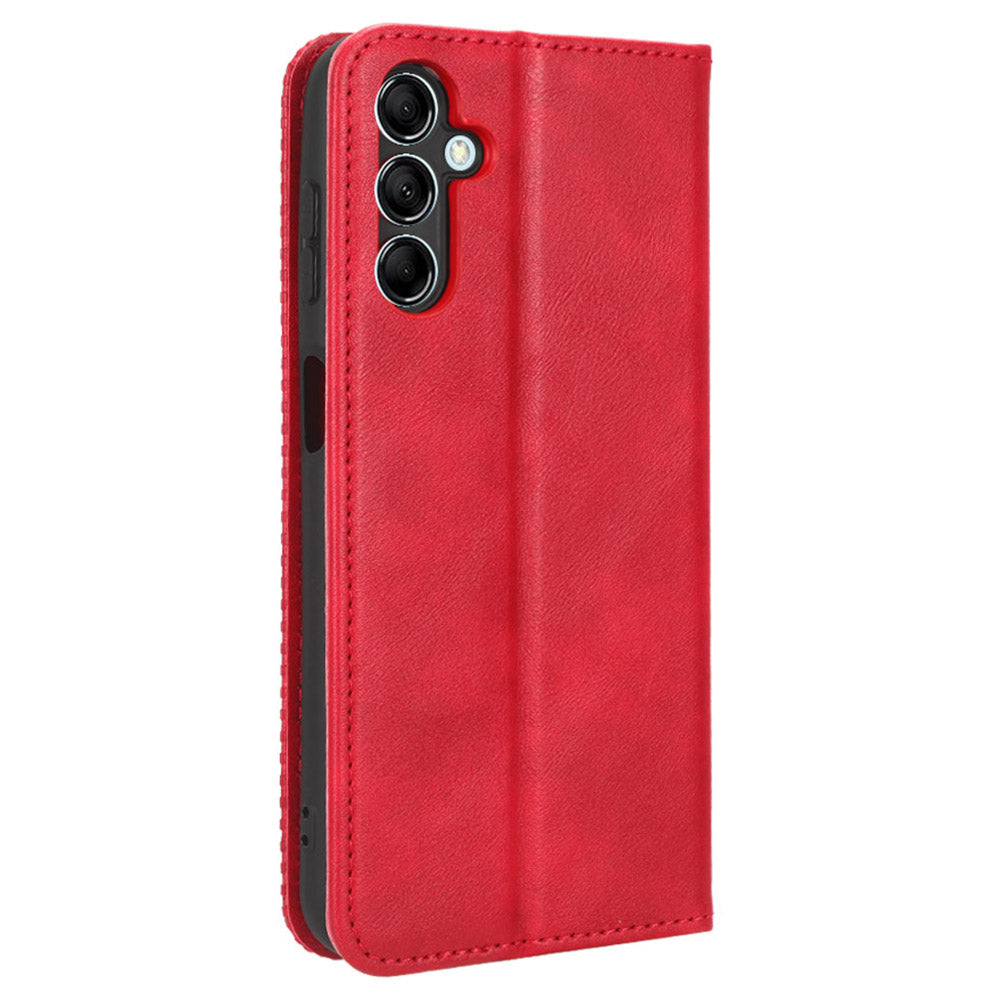 For Samsung Galaxy F34 5G / M34 5G Wallet Retro PU Leather Case Stand Protective Phone Cover - Red