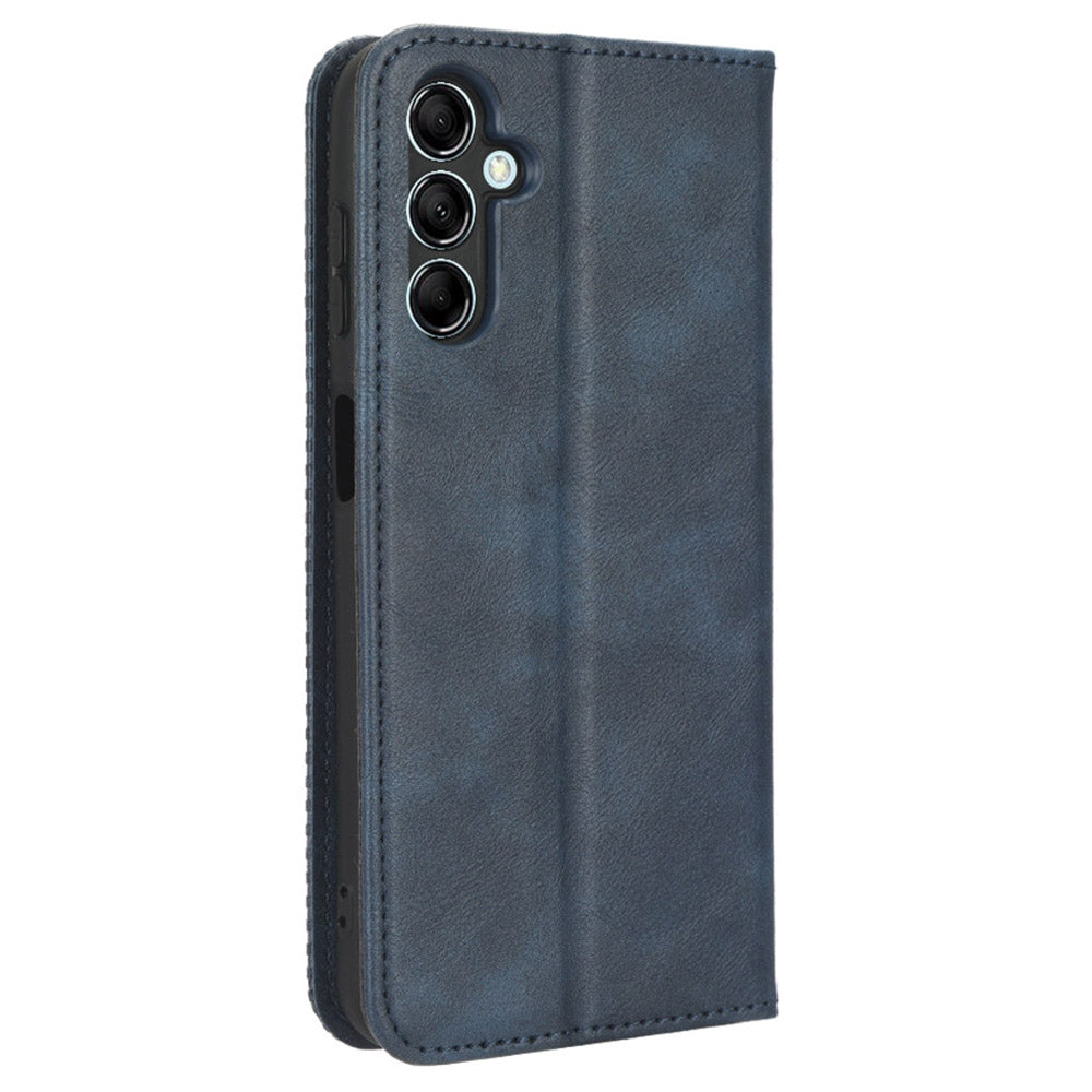 For Samsung Galaxy F34 5G / M34 5G Wallet Retro PU Leather Case Stand Protective Phone Cover - Blue