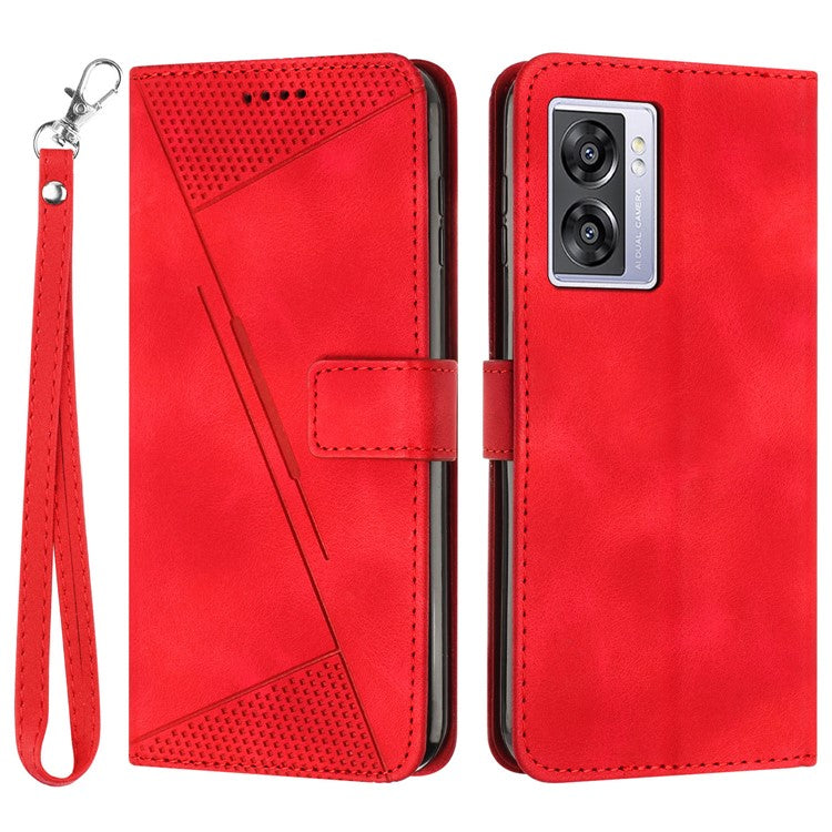 For Oppo A57 (2022) 5G / A77 5G / A57 4G / A57e 4G / A57s 4G / A77 4G / A77s 4G / Realme V23 5G / OnePlus Nord N20 SE 4G Imprinted Leather Phone Stand Wallet Case - Red