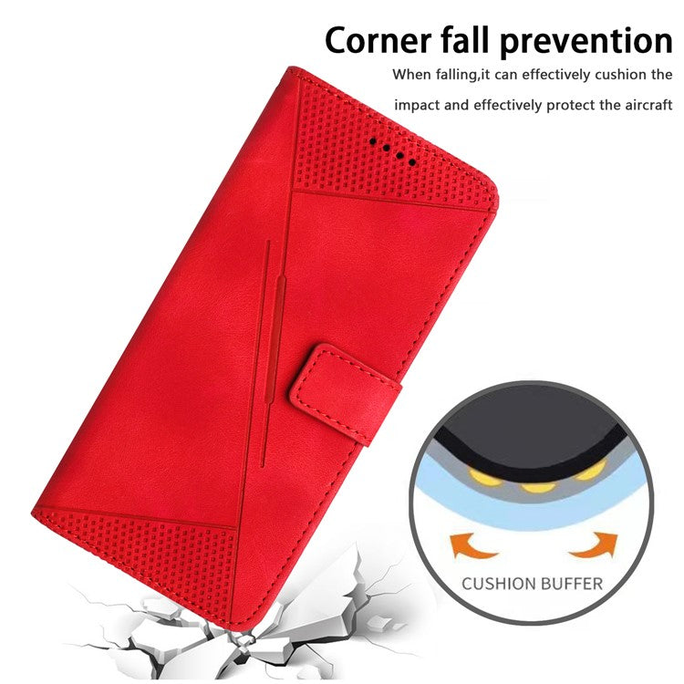 Phone Cover for Oppo Reno10 Pro+ 5G Anti-fall PU Leather+TPU Triangle Imprinted Stand Wallet Case - Red