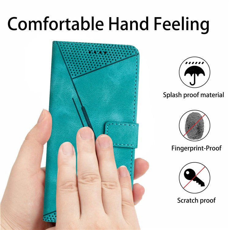For Honor X8 5G / X6 4G / Play6C 4G Cell Phone Case Leather Triangle Imprint Wallet Stand Cover with Strap - Green