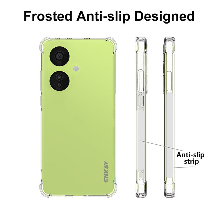 ENKAY HAT PRINCE For OnePlus Nord CE3 5G Anti-slip Strip Edge Cover Clear Four Corners Reinforced TPU Phone Case