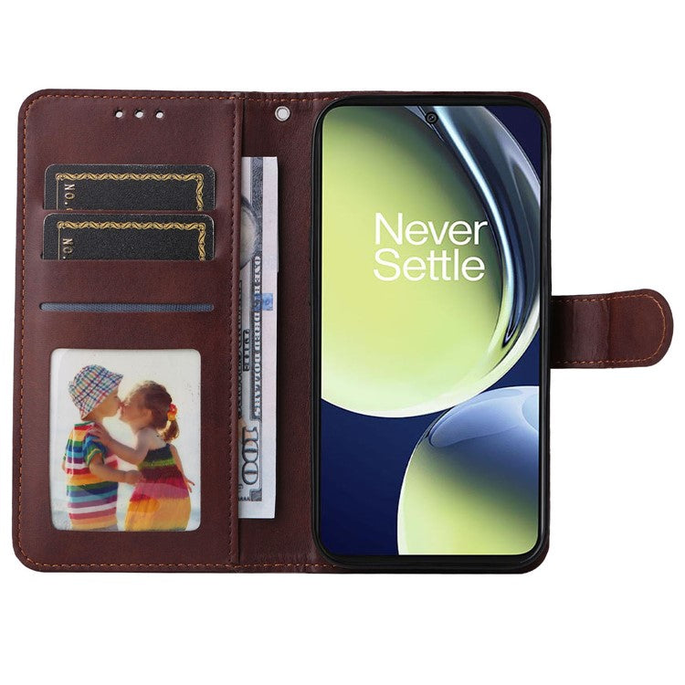 Wallet Stand Case for OnePlus Nord CE 3 Lite 5G / N30 5G / Oppo K11x 5G PU Leather Calf Texture Phone Cover - Brown