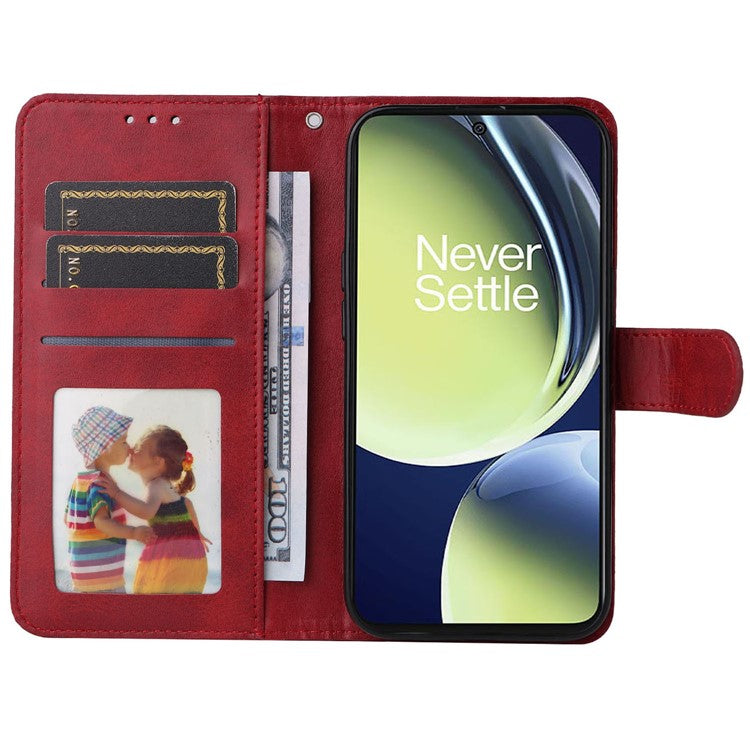 Wallet Stand Case for OnePlus Nord CE 3 Lite 5G / N30 5G / Oppo K11x 5G PU Leather Calf Texture Phone Cover - Red