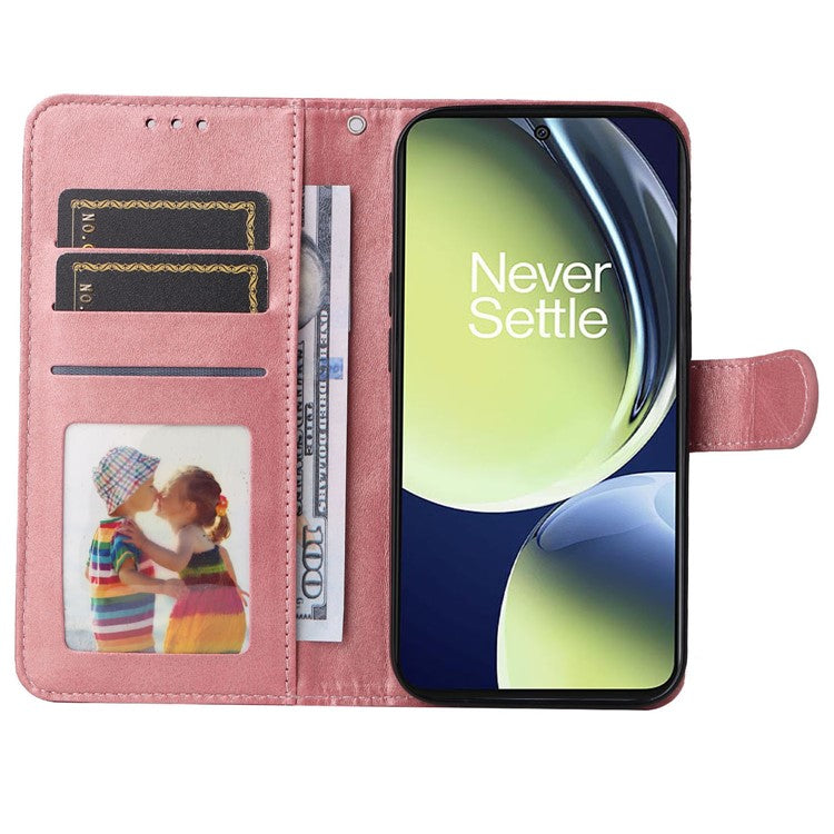 Wallet Stand Case for OnePlus Nord CE 3 Lite 5G / N30 5G / Oppo K11x 5G PU Leather Calf Texture Phone Cover - Pink