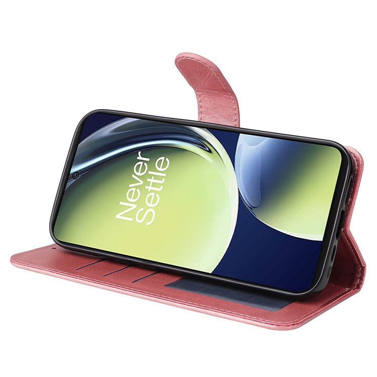 Wallet Stand Case for OnePlus Nord CE 3 Lite 5G / N30 5G / Oppo K11x 5G PU Leather Calf Texture Phone Cover - Pink