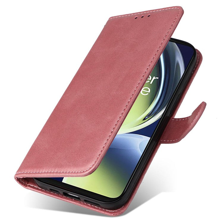 Wallet Stand Case for OnePlus Nord CE 3 Lite 5G / N30 5G / Oppo K11x 5G PU Leather Calf Texture Phone Cover - Pink
