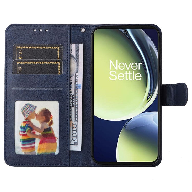 Wallet Stand Case for OnePlus Nord CE 3 Lite 5G / N30 5G / Oppo K11x 5G PU Leather Calf Texture Phone Cover - Blue