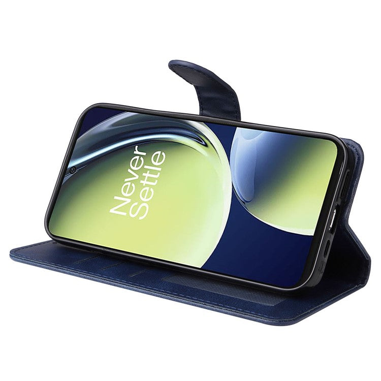 Wallet Stand Case for OnePlus Nord CE 3 Lite 5G / N30 5G / Oppo K11x 5G PU Leather Calf Texture Phone Cover - Blue