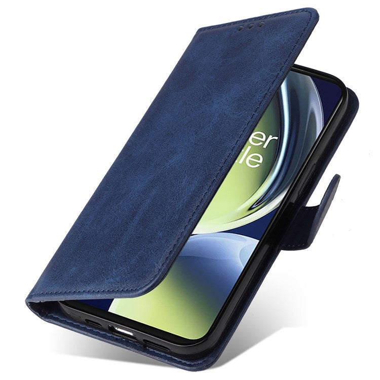 Wallet Stand Case for OnePlus Nord CE 3 Lite 5G / N30 5G / Oppo K11x 5G PU Leather Calf Texture Phone Cover - Blue