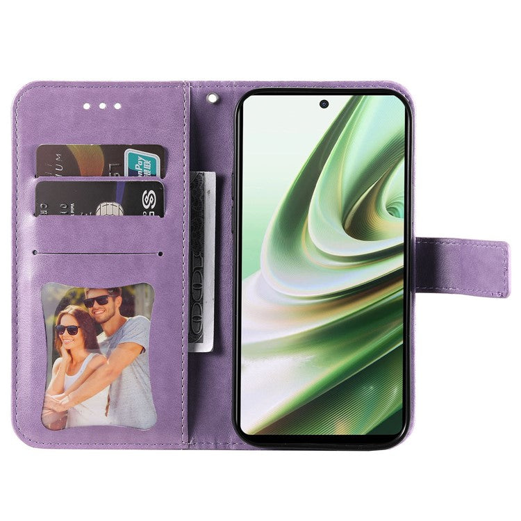 Stand Cover for OnePlus Nord CE3 5G / Oppo K11 5G Flower Imprint PU Leather Wallet Phone Case - Purple