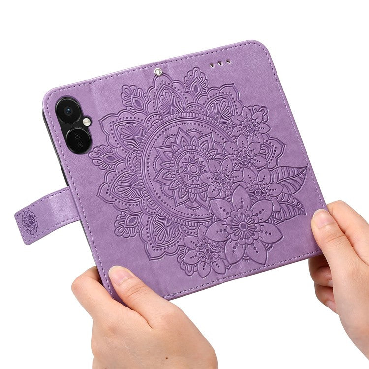 Stand Cover for OnePlus Nord CE3 5G / Oppo K11 5G Flower Imprint PU Leather Wallet Phone Case - Purple