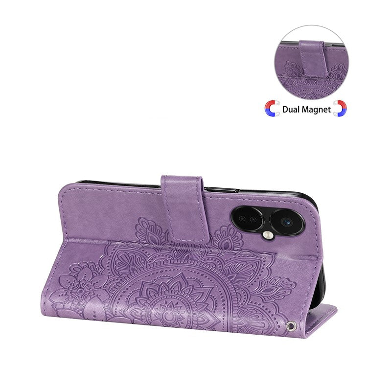 Stand Cover for OnePlus Nord CE3 5G / Oppo K11 5G Flower Imprint PU Leather Wallet Phone Case - Purple