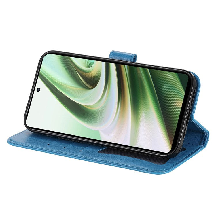 Stand Cover for OnePlus Nord CE3 5G / Oppo K11 5G Flower Imprint PU Leather Wallet Phone Case - Blue