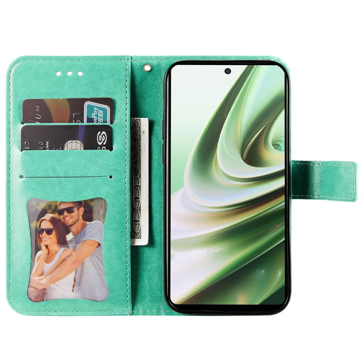Stand Cover for OnePlus Nord CE3 5G / Oppo K11 5G Flower Imprint PU Leather Wallet Phone Case - Green