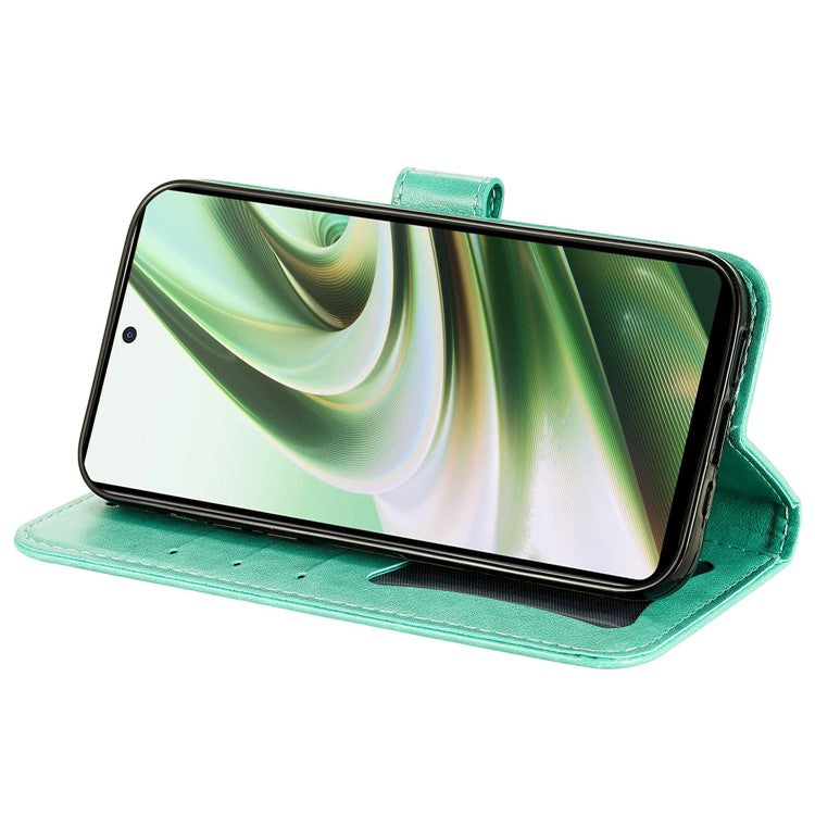 Stand Cover for OnePlus Nord CE3 5G / Oppo K11 5G Flower Imprint PU Leather Wallet Phone Case - Green