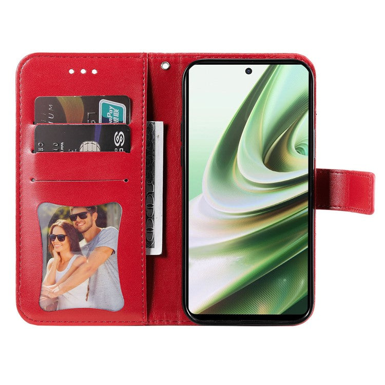 Stand Cover for OnePlus Nord CE3 5G / Oppo K11 5G Flower Imprint PU Leather Wallet Phone Case - Red