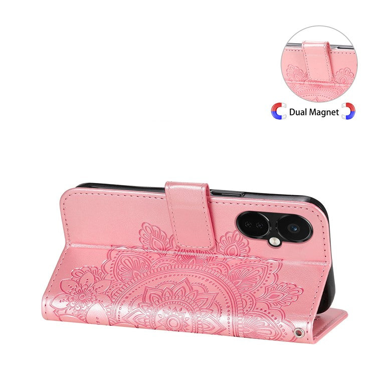 Stand Cover for OnePlus Nord CE3 5G / Oppo K11 5G Flower Imprint PU Leather Wallet Phone Case - Pink