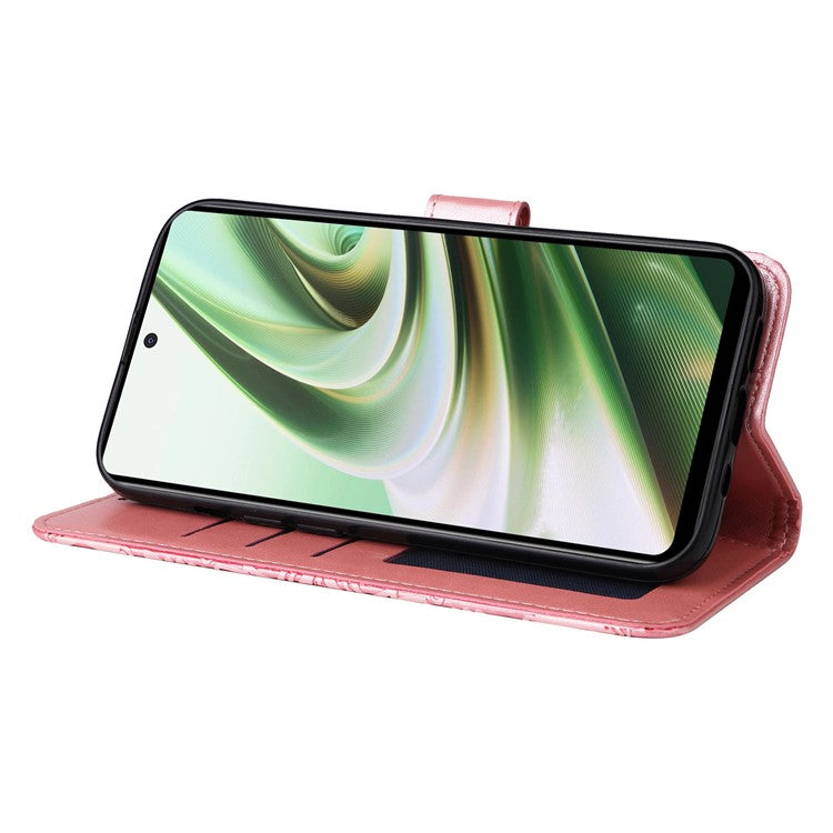 For OnePlus Nord CE3 5G / Oppo K11 5G Shockproof Wallet Stand Phone Cover Sunflower Imprint Leather Case - Pink