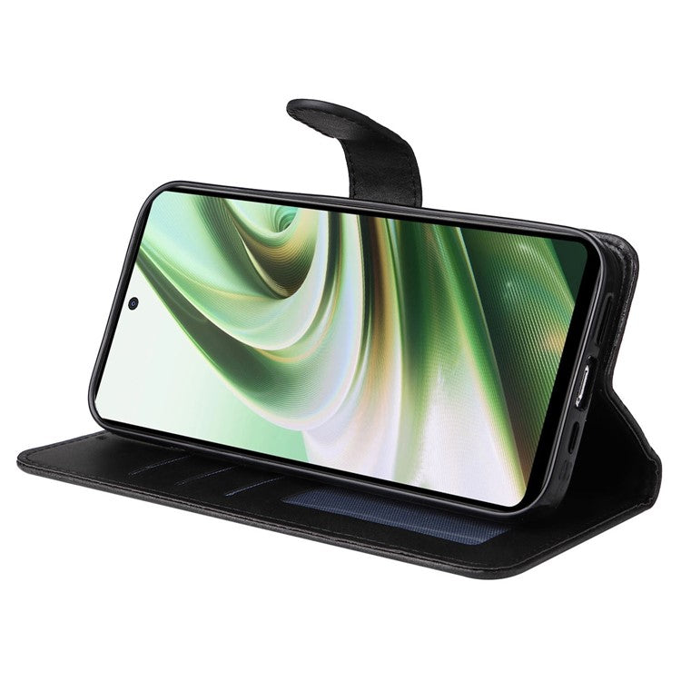 For OnePlus Nord CE3 5G / Oppo K11 5G Calf Texture Phone Case Leather Wallet Stand Protection Cover - Black