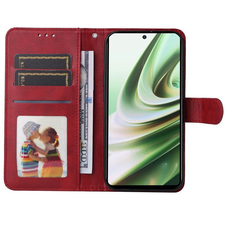 For OnePlus Nord CE3 5G / Oppo K11 5G Calf Texture Phone Case Leather Wallet Stand Protection Cover - Red