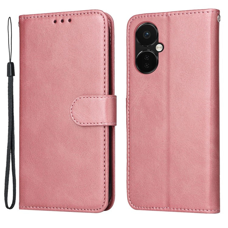 For OnePlus Nord CE3 5G / Oppo K11 5G Calf Texture Phone Case Leather Wallet Stand Protection Cover - Pink